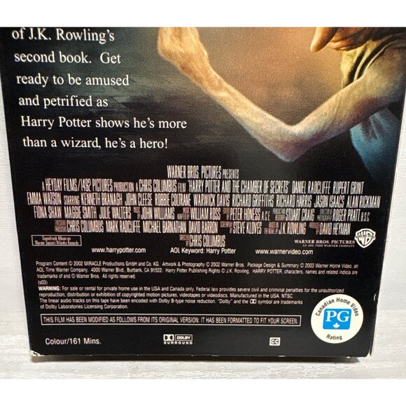 Harry Potter And The Chamber Of Secrets VHS Tape Warner Bros 2002 PG Rating - Picture 3 of 7